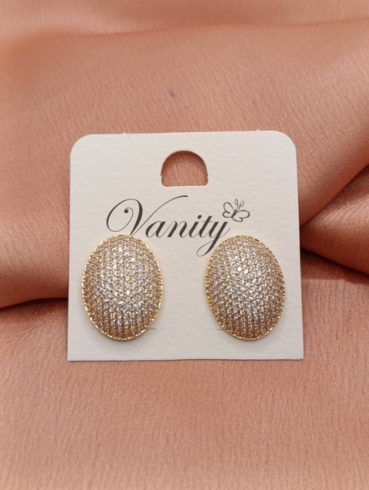 Orecchini BOTTONE STRASS CLIP ORO